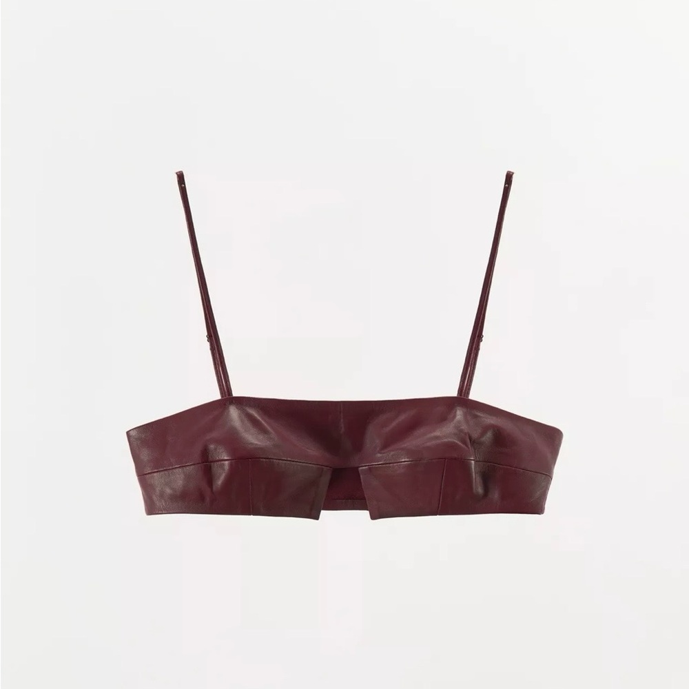 Zara Wine  Leather Crop Bralette